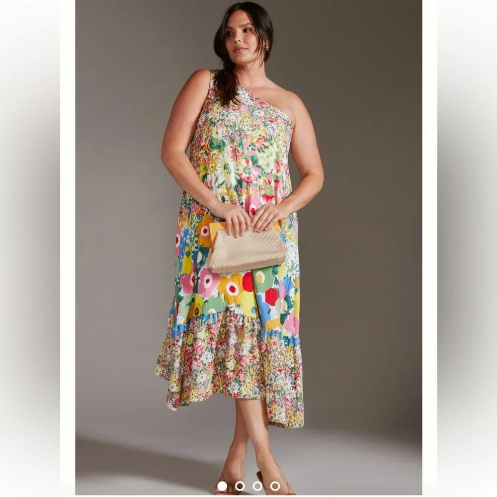 Sarah Campbell for Anthropologie One-Shoulder Midi Dress Size XXS